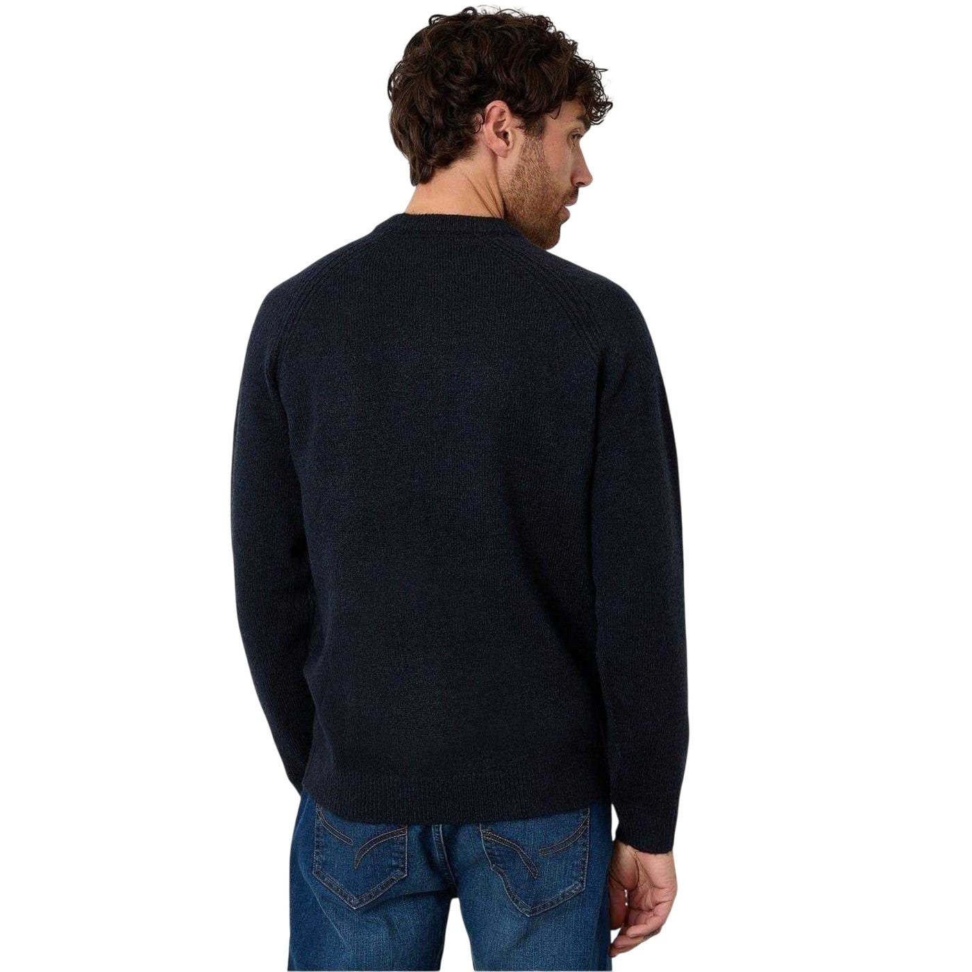 Navy - Back - Threadbare Mens Knitted Regular Raglan Jumper
