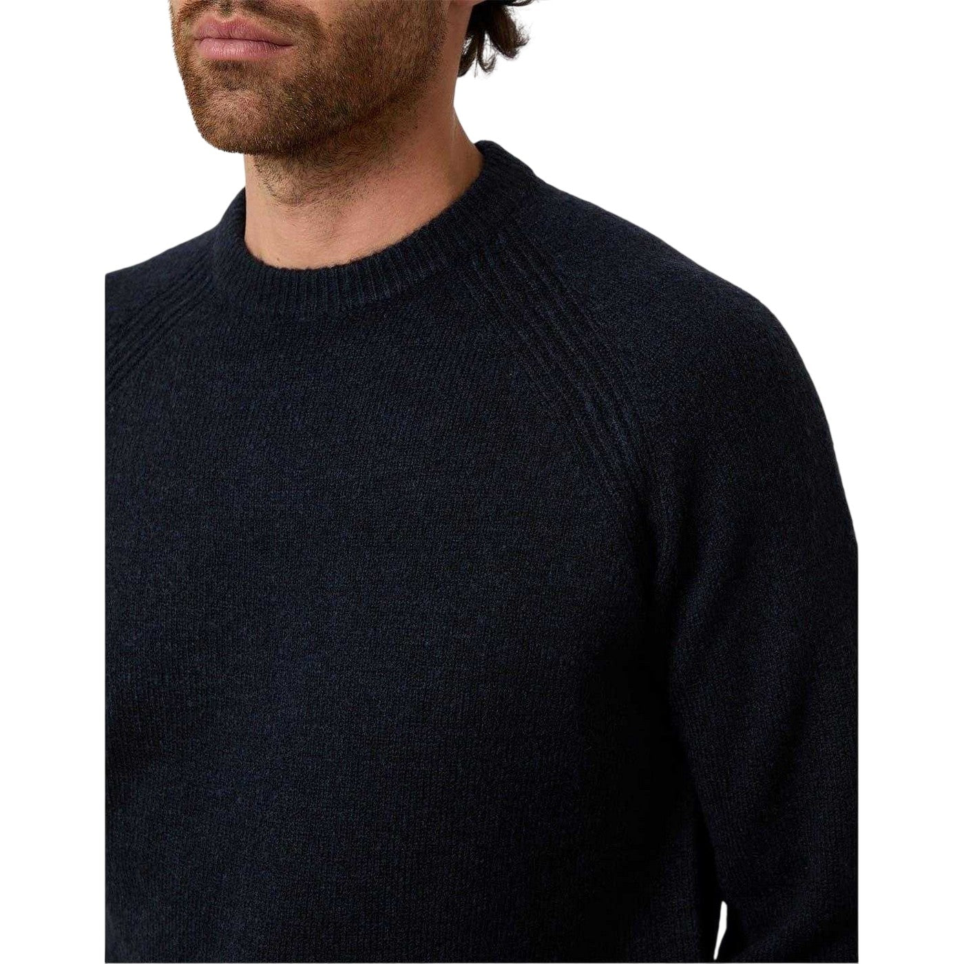 Navy - Side - Threadbare Mens Knitted Regular Raglan Jumper