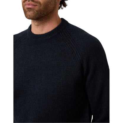 Navy - Side - Threadbare Mens Knitted Regular Raglan Jumper