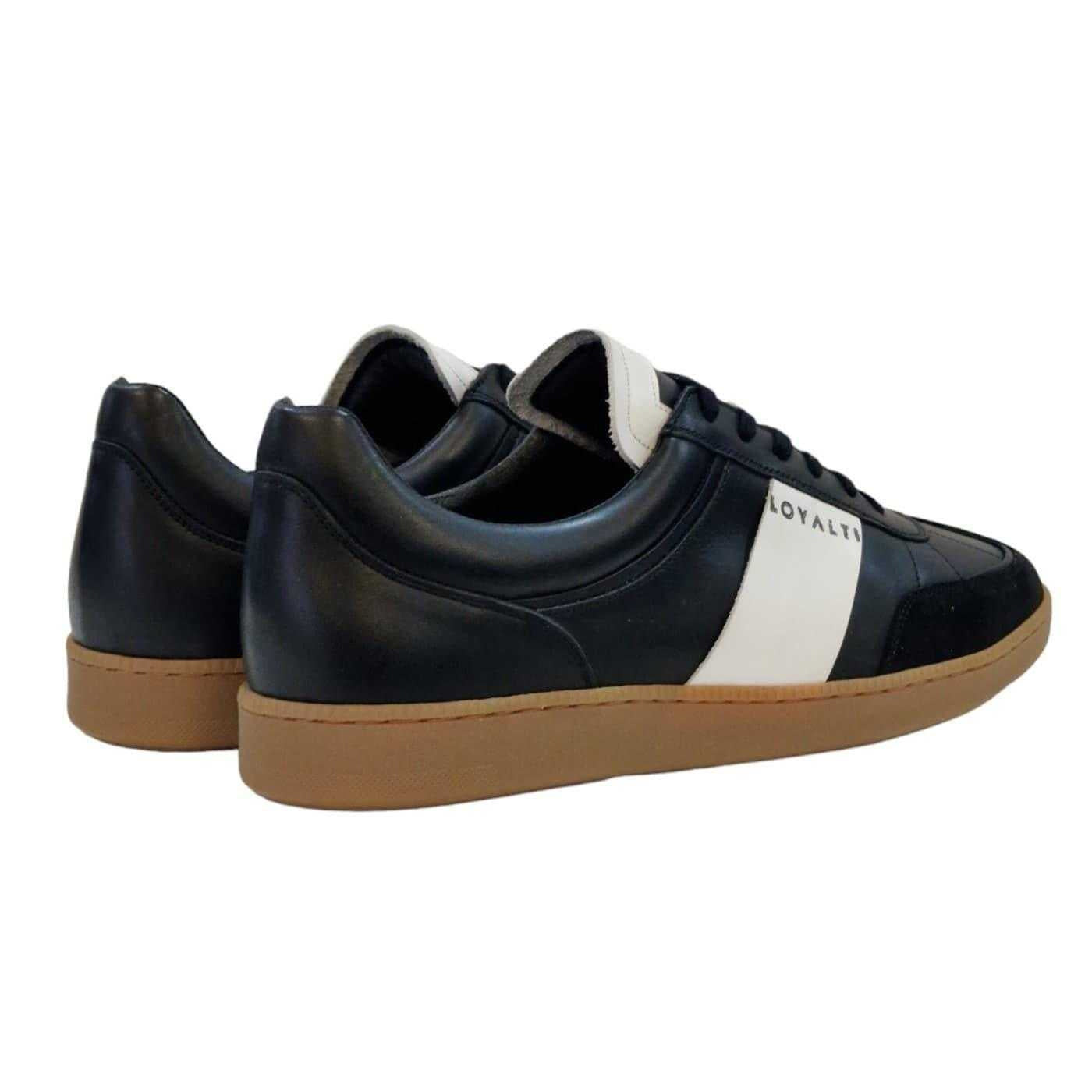Black-White - Back - Loyalti Mens Kalle Leather Trainers
