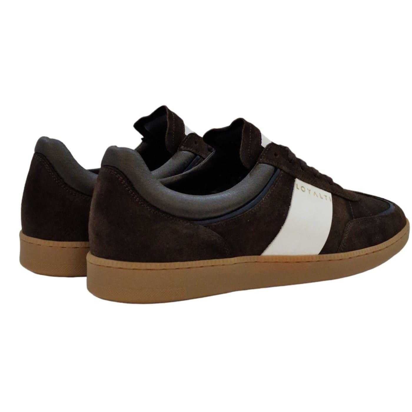 Brown-White - Back - Loyalti Mens Kalle Leather Trainers
