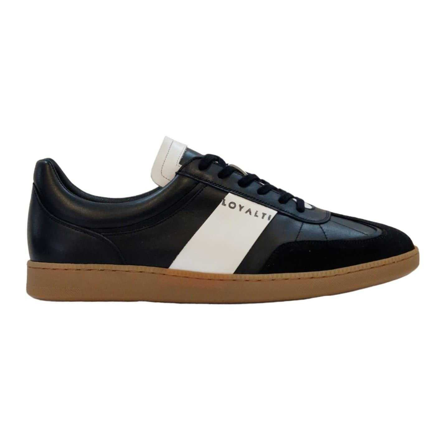 Black-White - Side - Loyalti Mens Kalle Leather Trainers