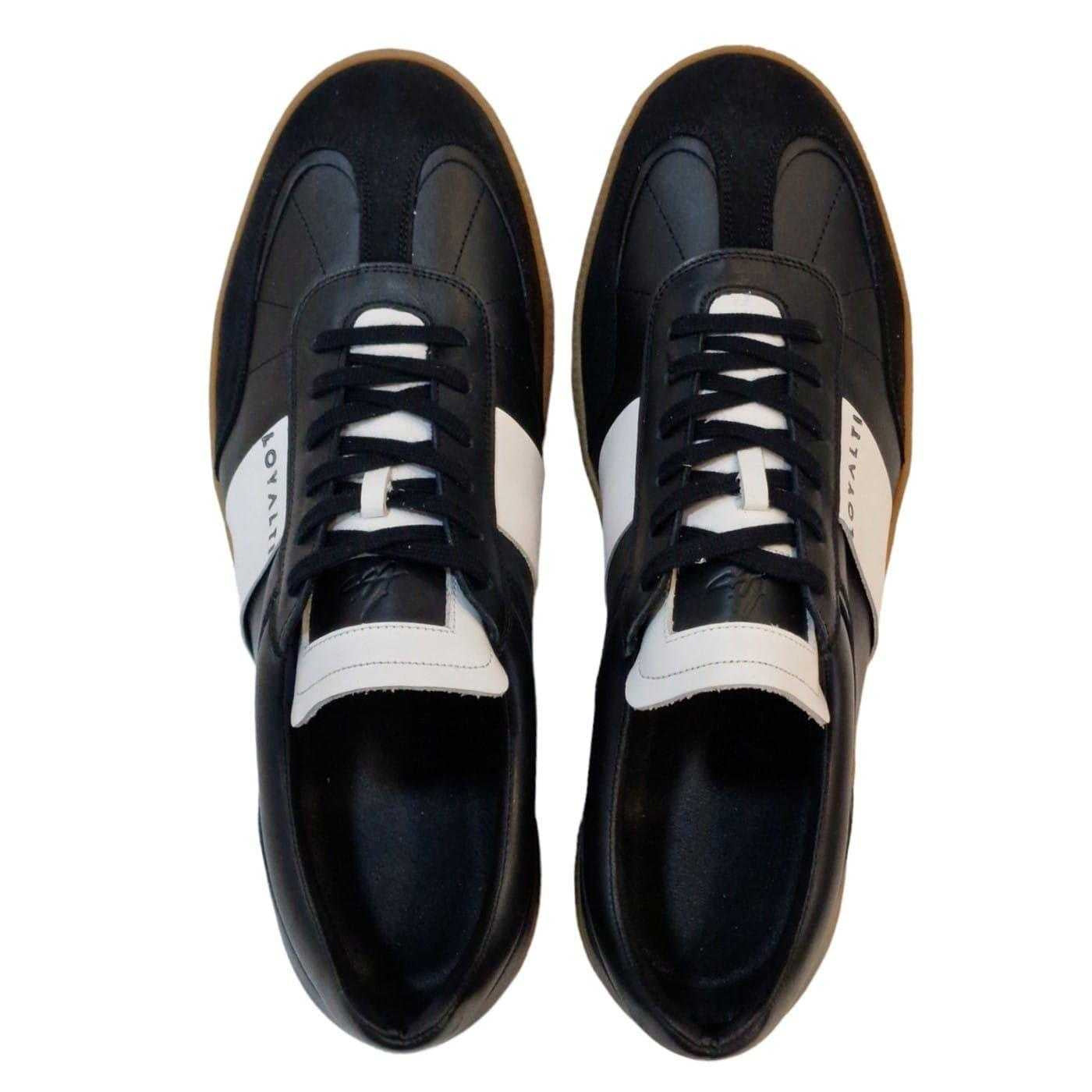 Black-White - Pack Shot - Loyalti Mens Kalle Leather Trainers