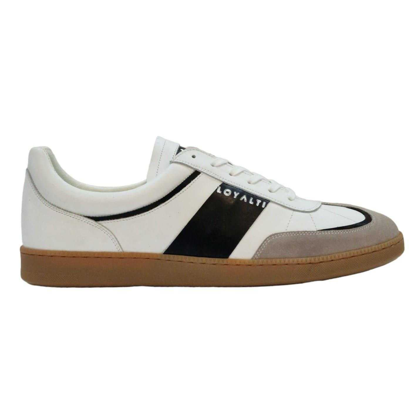 White-Black - Front - Loyalti Mens Kalle Leather Trainers