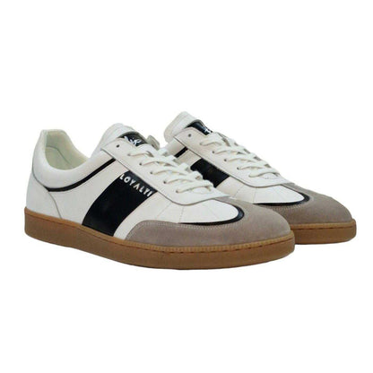 White-Black - Pack Shot - Loyalti Mens Kalle Leather Trainers