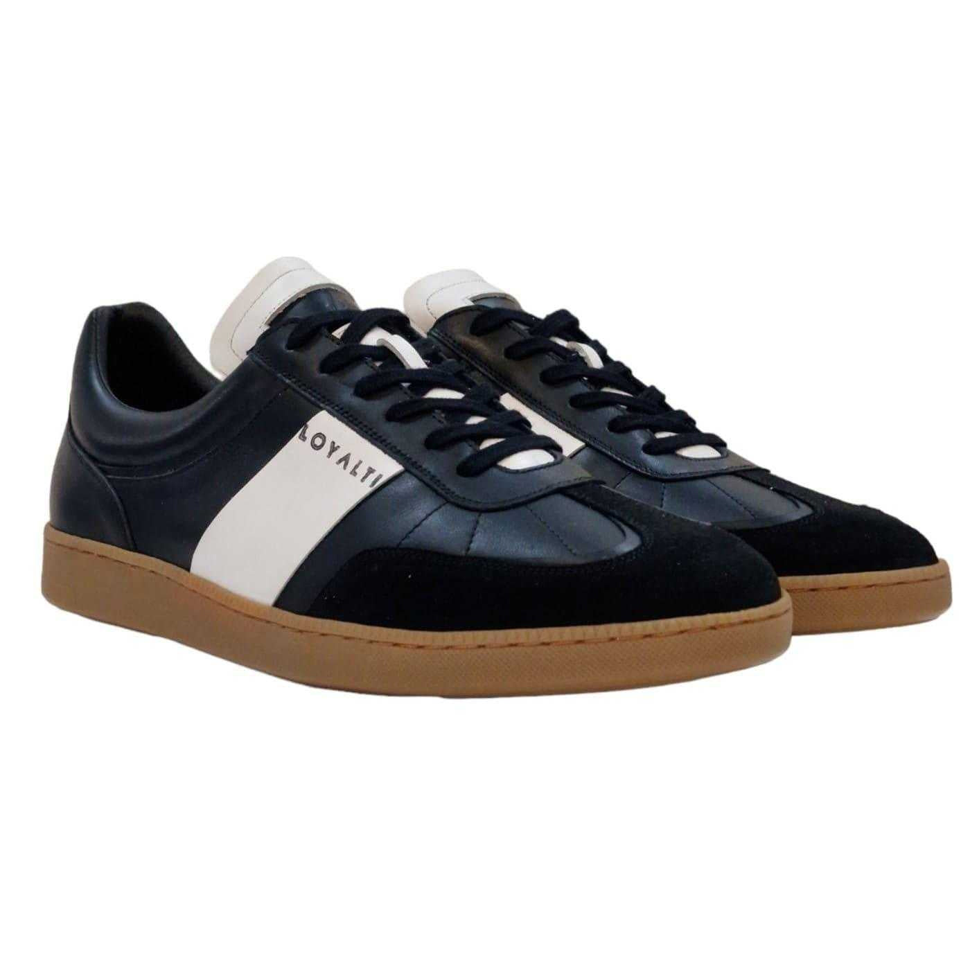 Black-White - Front - Loyalti Mens Kalle Leather Trainers