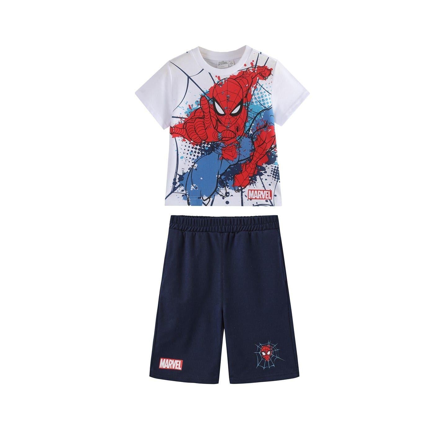 White - Front - Spider-Man Boys T-Shirt & Shorts Set