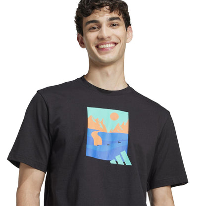 Black - Side - Adidas Mens Graphic Logo T-Shirt
