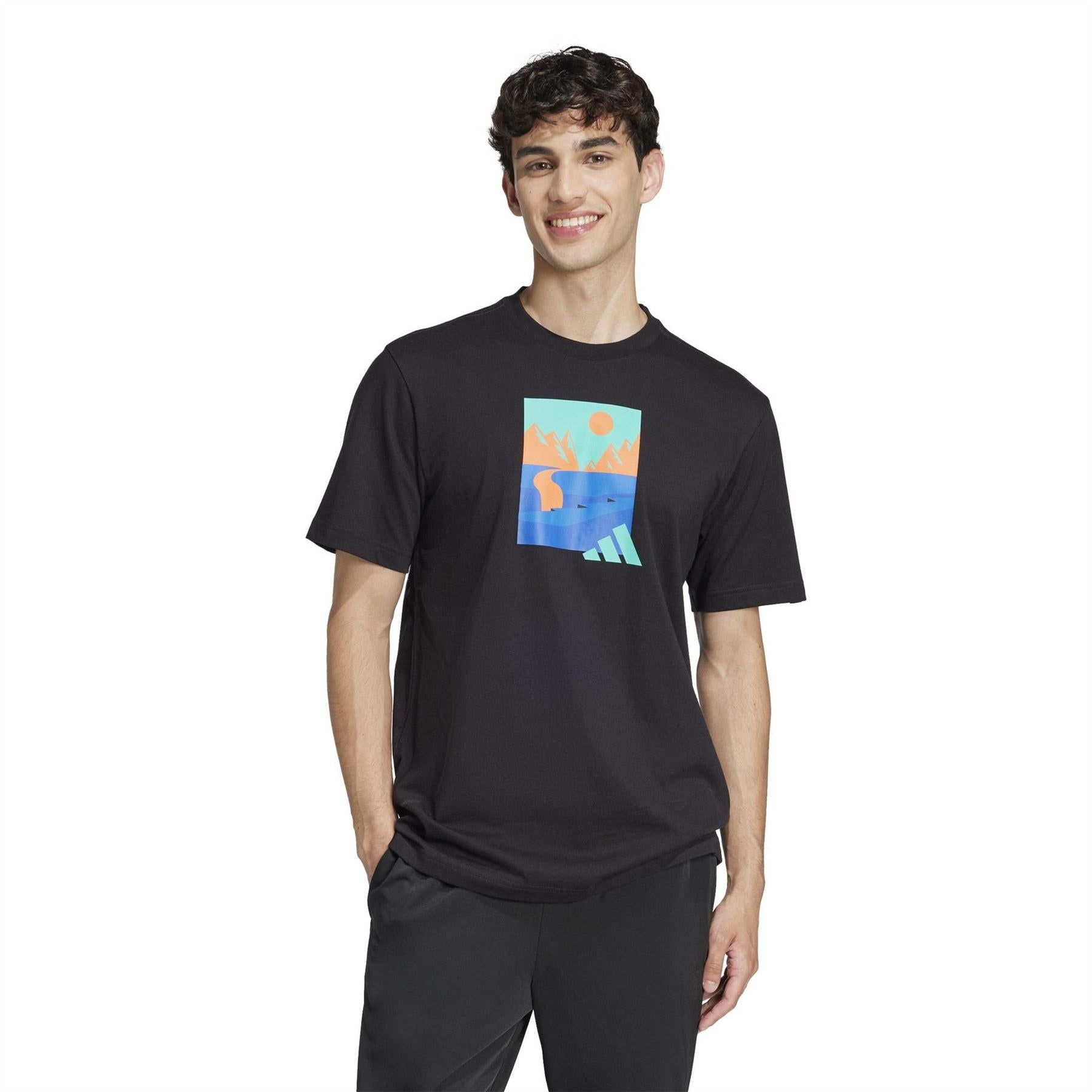 Black - Pack Shot - Adidas Mens Graphic Logo T-Shirt