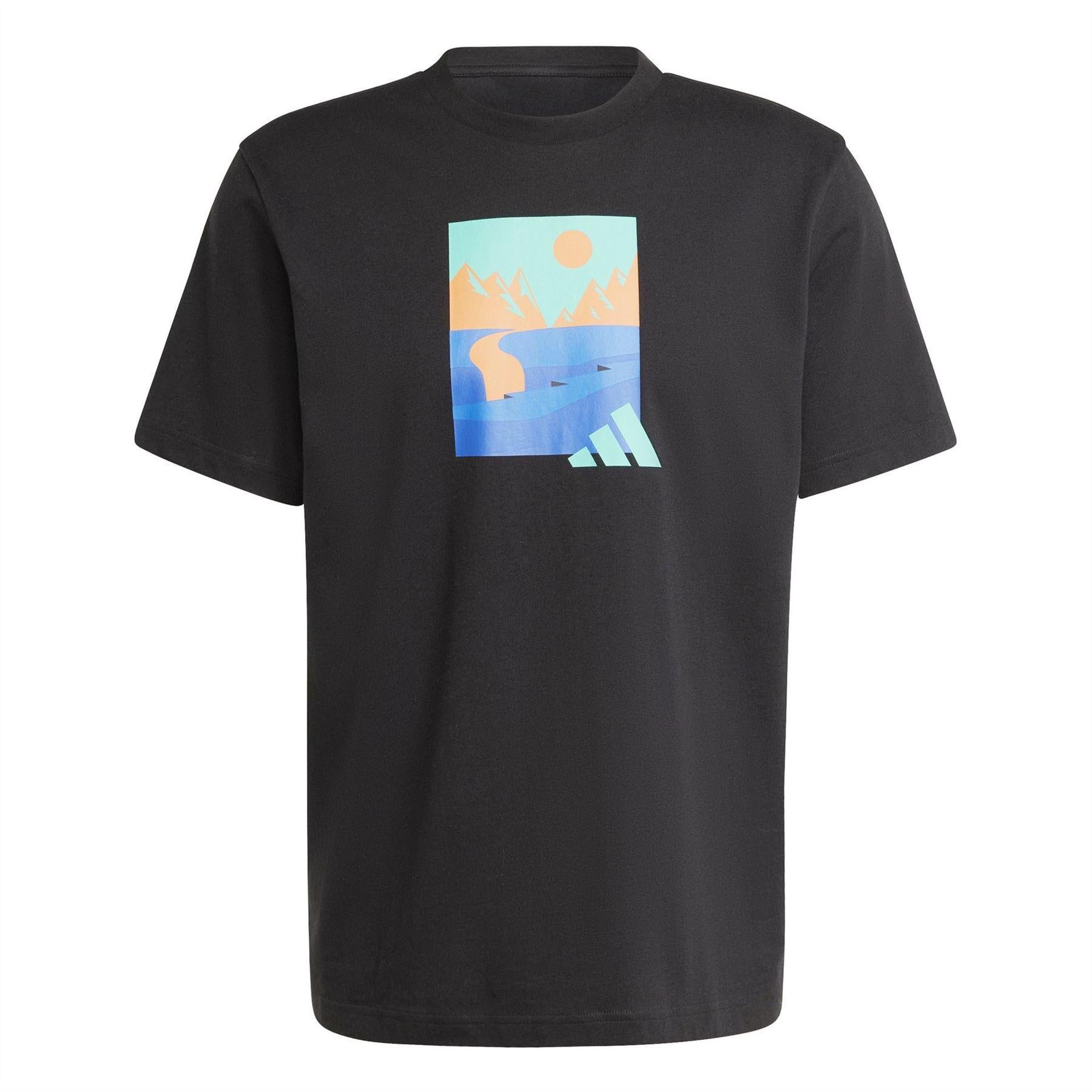 Black - Front - Adidas Mens Graphic Logo T-Shirt
