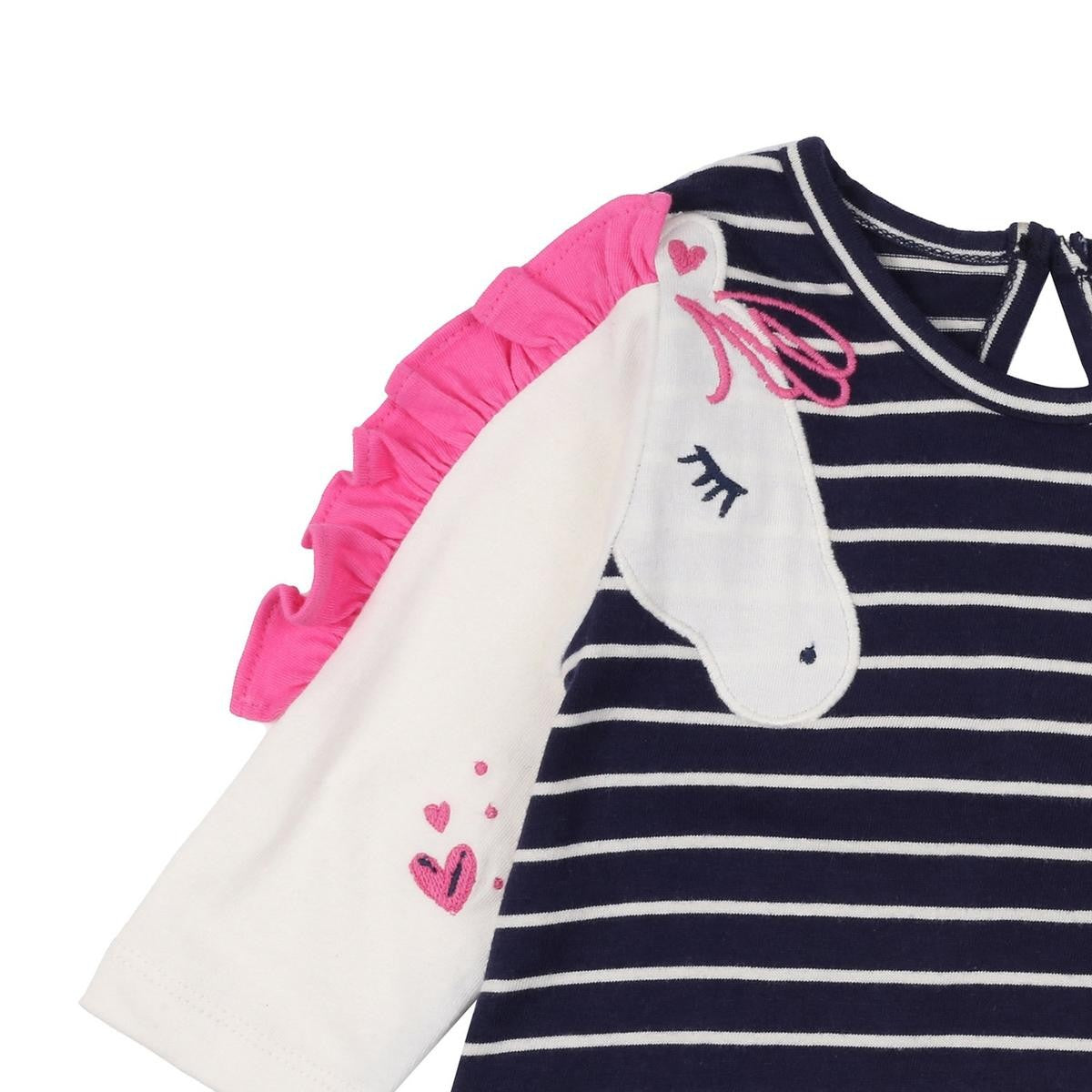 Multicoloured - Side - Lilly & Sid Baby Girls Unicorn 3-4 Sleeve Co-ord Set