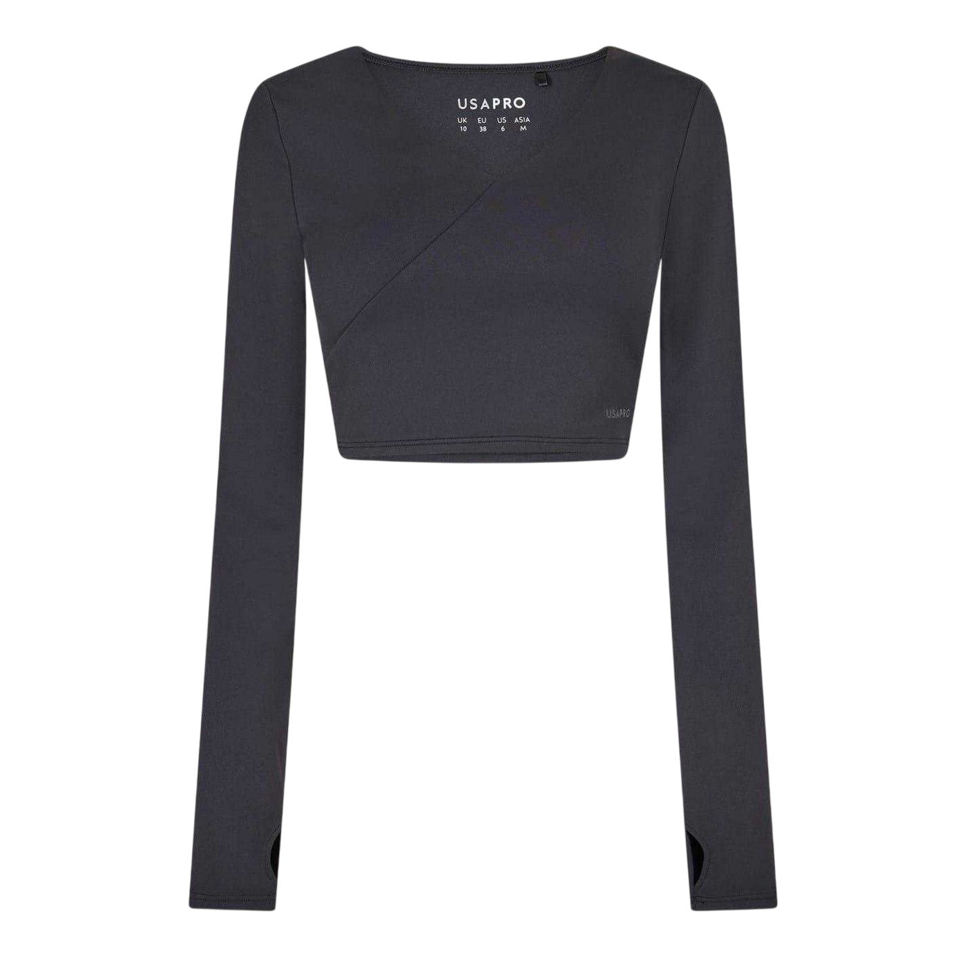 Black - Front - USA Pro Womens-Ladies Cropped Wrap Top