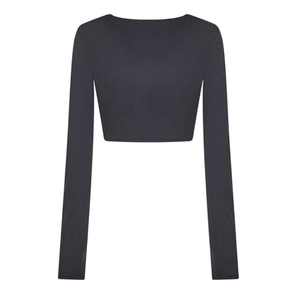 Black - Back - USA Pro Womens-Ladies Cropped Wrap Top