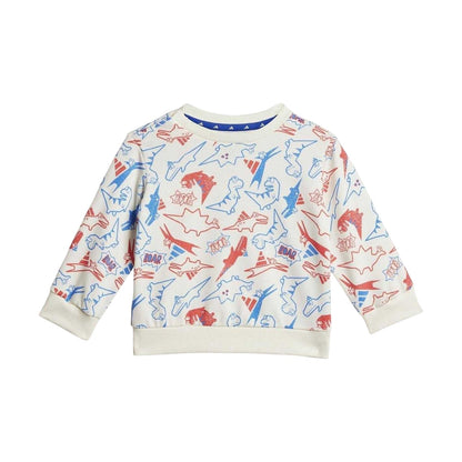 Blue - Back - Adidas Baby Essentials Dinosaur Long-Sleeved Top & Bottom Set