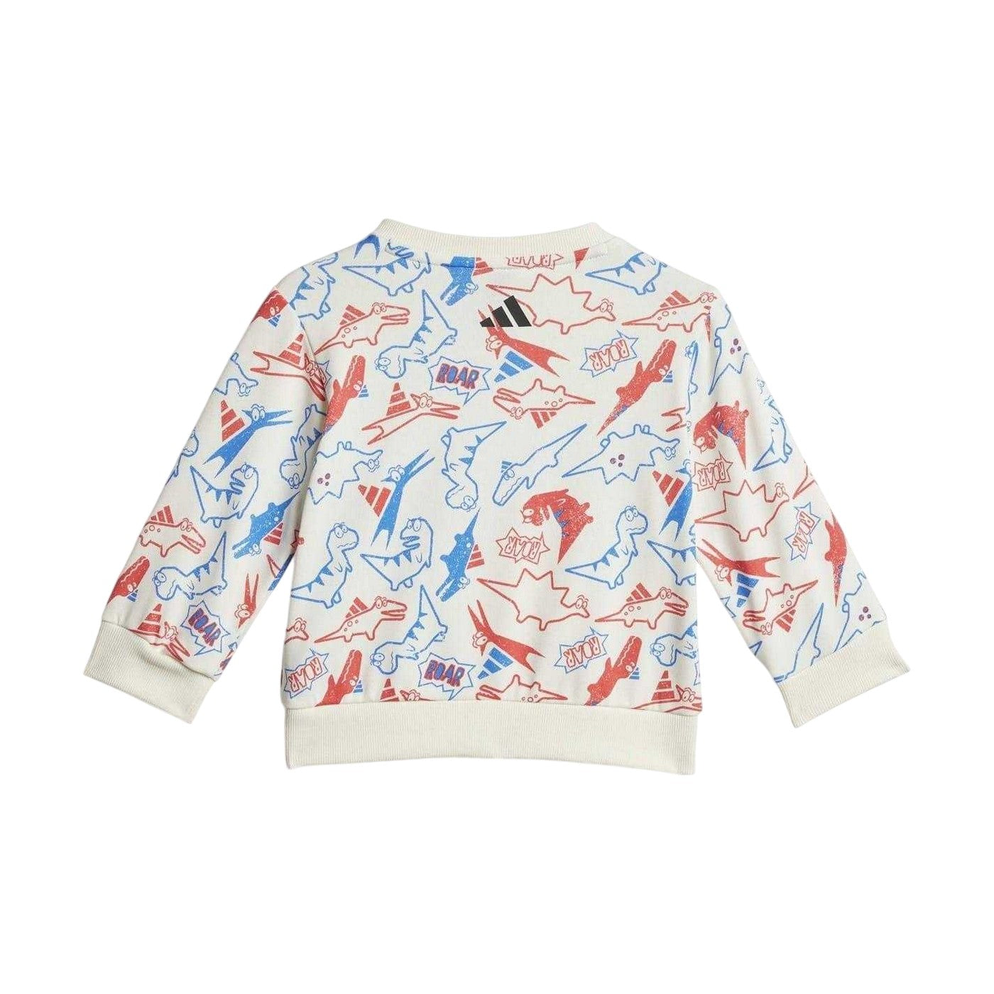 Blue - Side - Adidas Baby Essentials Dinosaur Long-Sleeved Top & Bottom Set