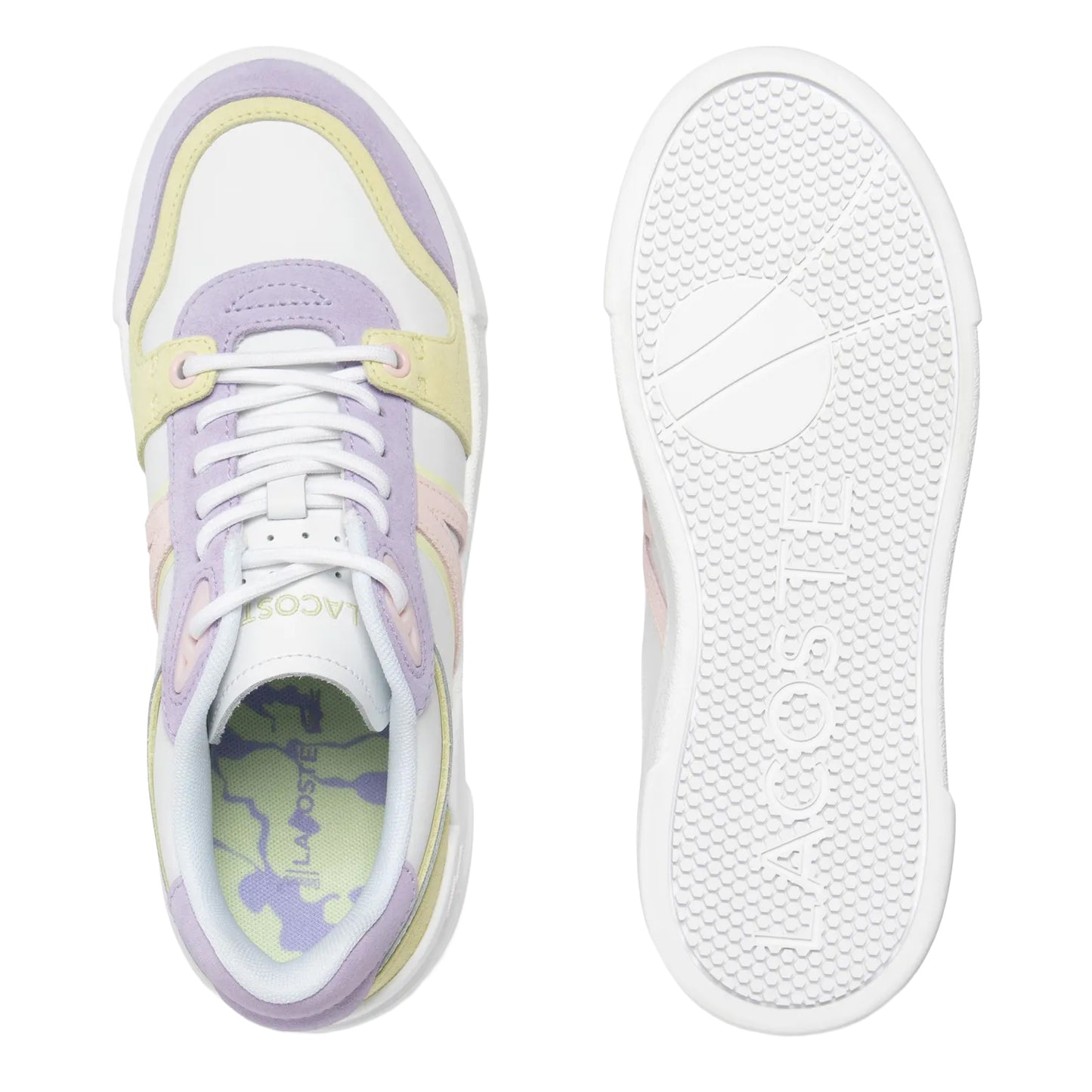 White-Pink - Side - Lacoste Womens-Ladies L002 Evo Trainers