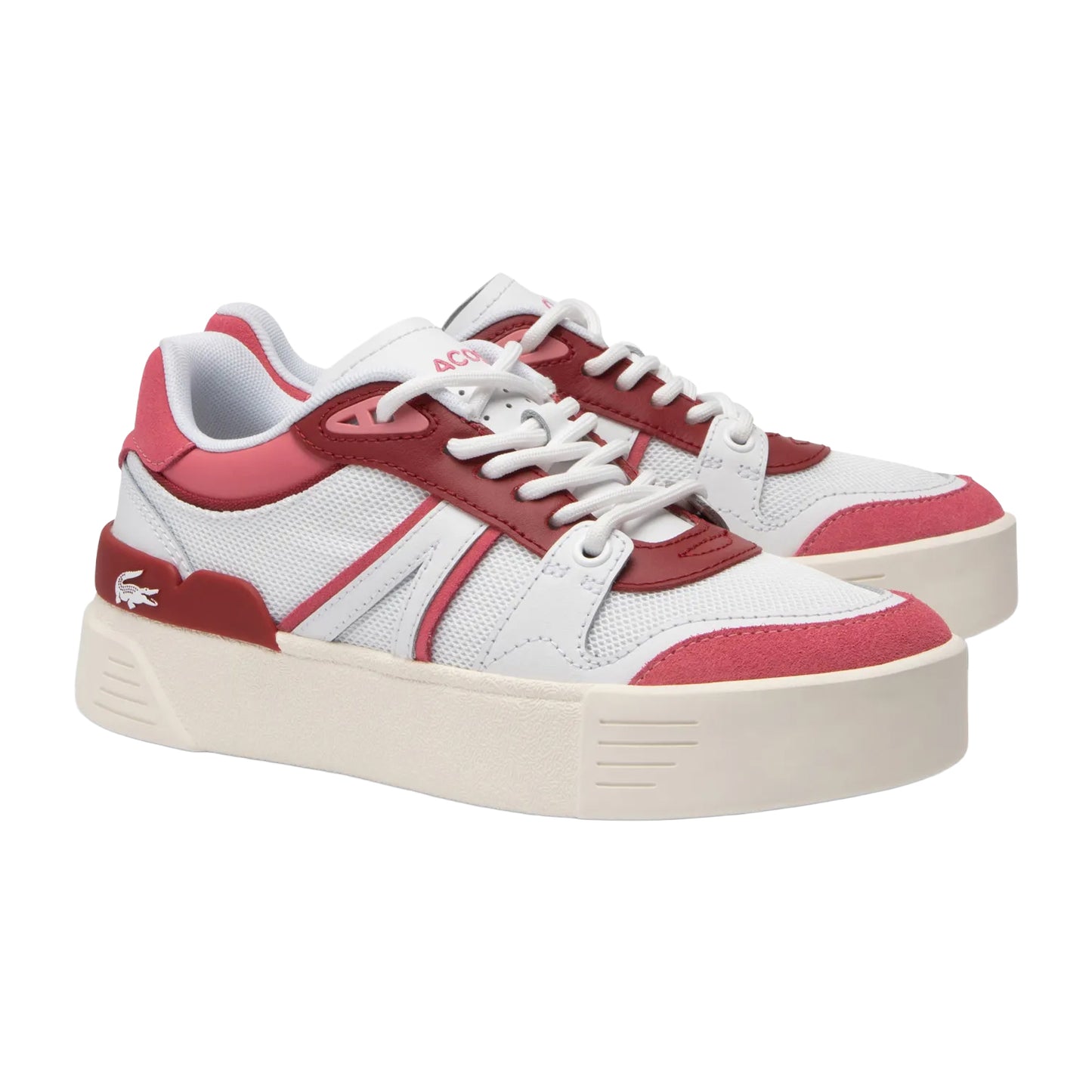 White-Red - Front - Lacoste Womens-Ladies L002 Evo Trainers