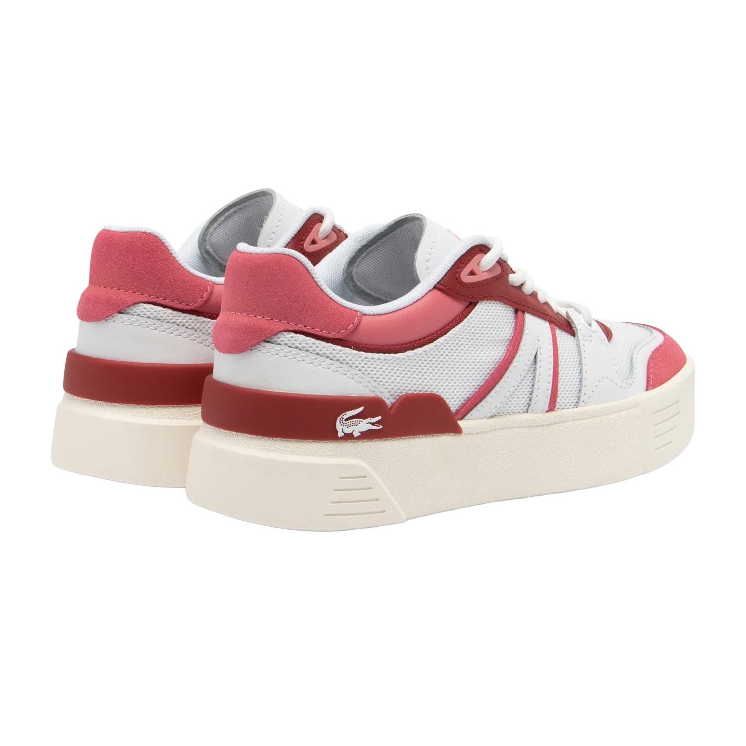 White-Red - Back - Lacoste Womens-Ladies L002 Evo Trainers