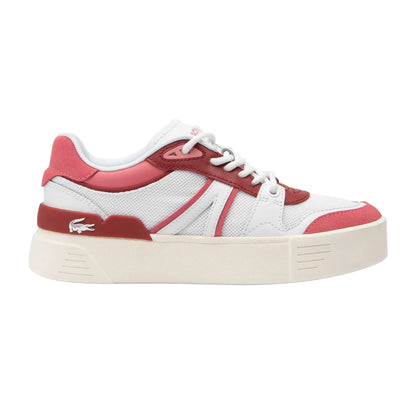 White-Red - Side - Lacoste Womens-Ladies L002 Evo Trainers