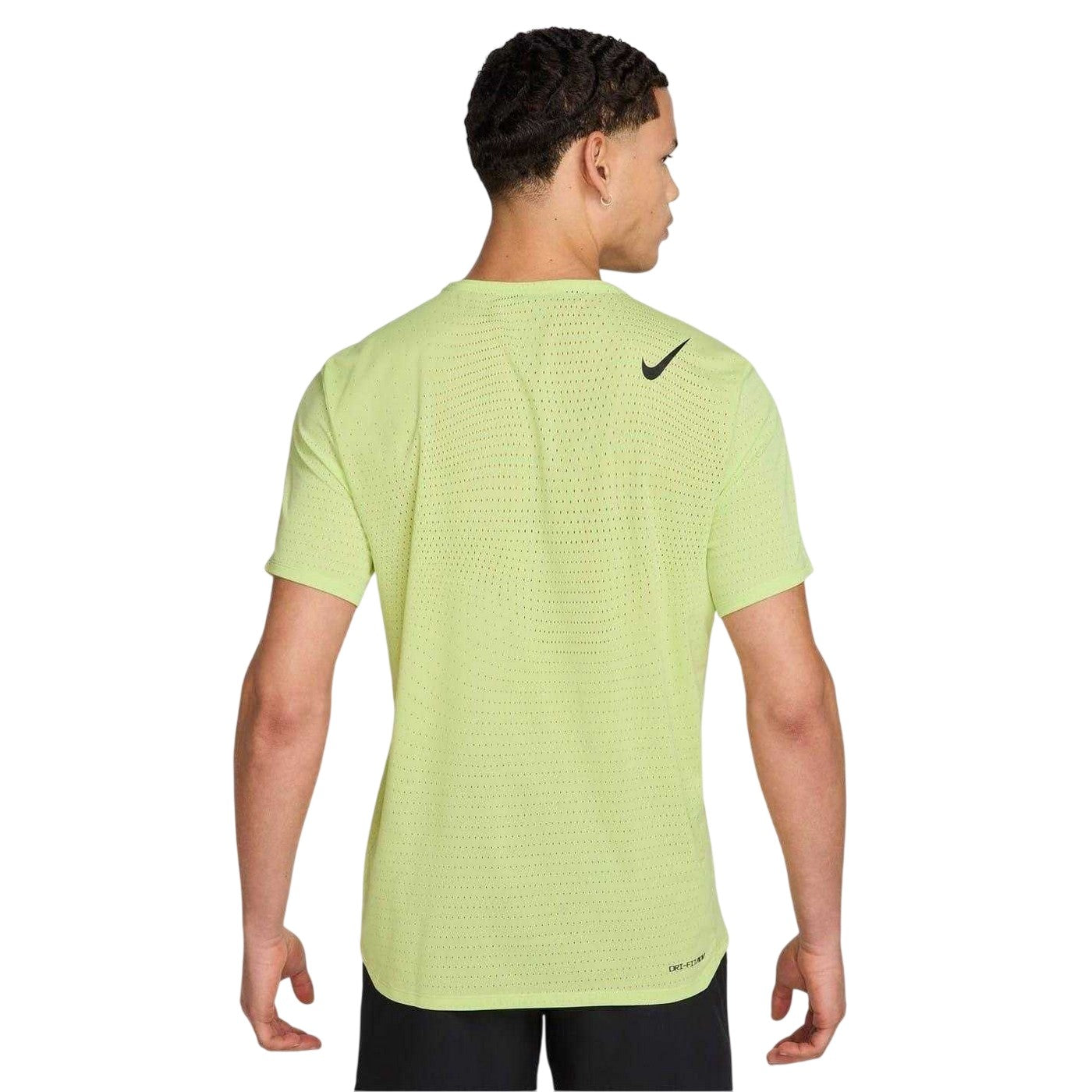 Lemon-Black - Back - Nike Mens Aeroswift Swoosh Dri-FIT Regular Top