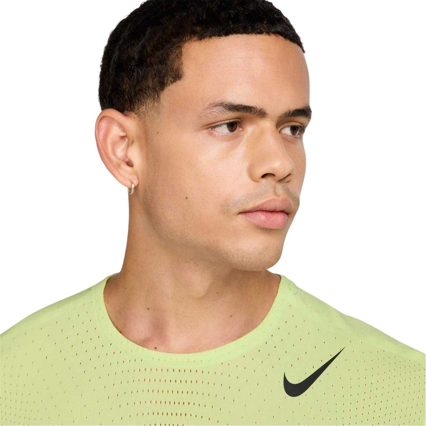 Lemon-Black - Side - Nike Mens Aeroswift Swoosh Dri-FIT Regular Top