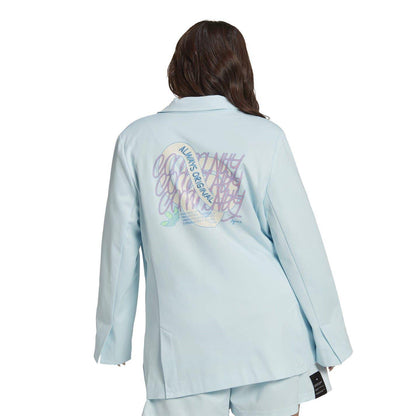 Blue - Back - Adidas Womens-Ladies Lapel Collar Plus Blazer