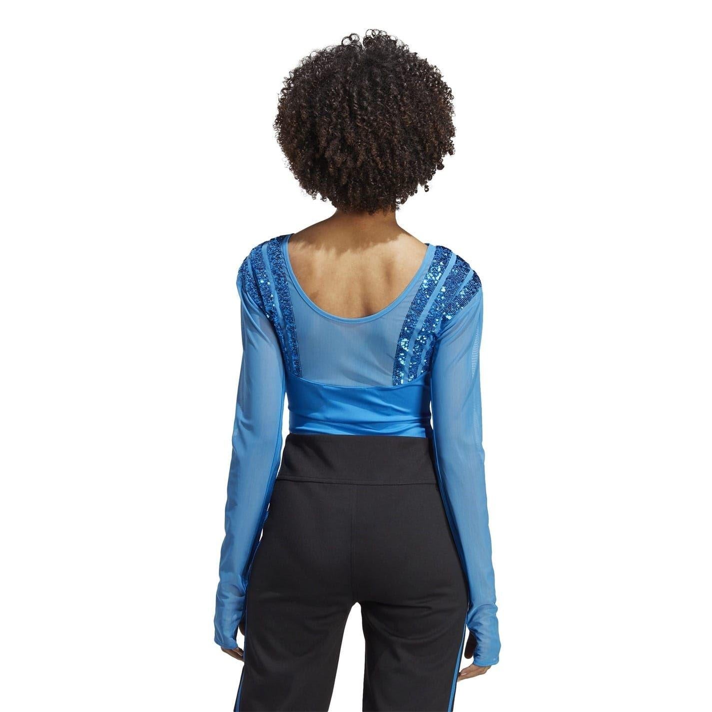 Blue - Back - Adidas Womens-Ladies Santiago Slim Long-Sleeved Bodysuit