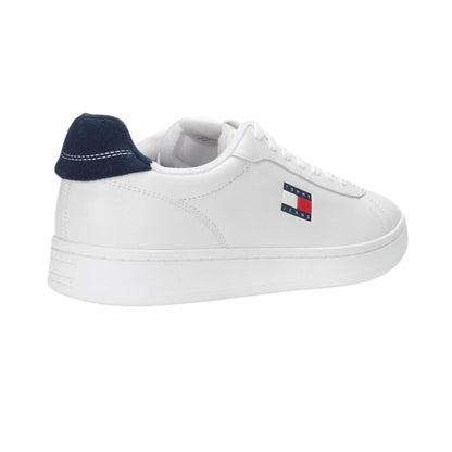 White-Navy - Back - Tommy Jeans Mens Archive 98 Leather Trainers