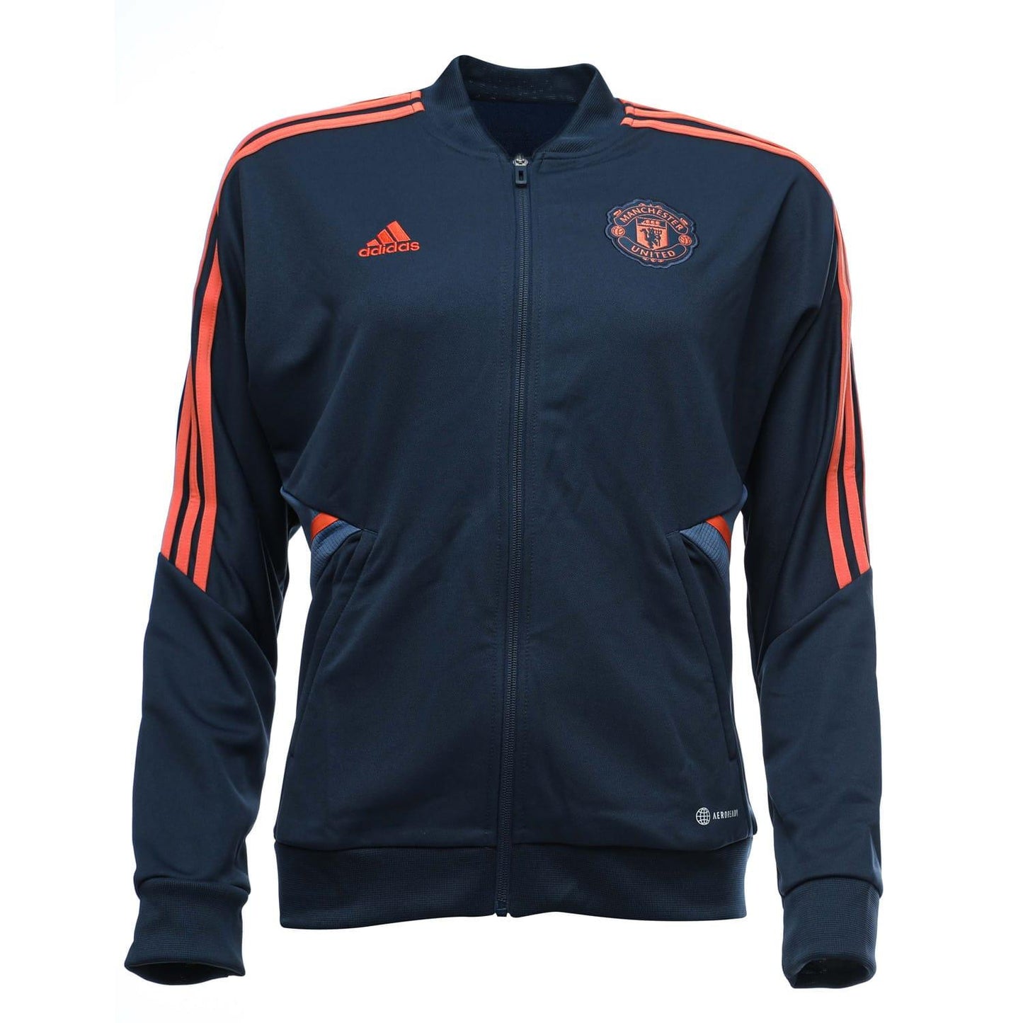 Navy - Front - Adidas Womens-Ladies 2022-23 Manchester United FC Track Jacket