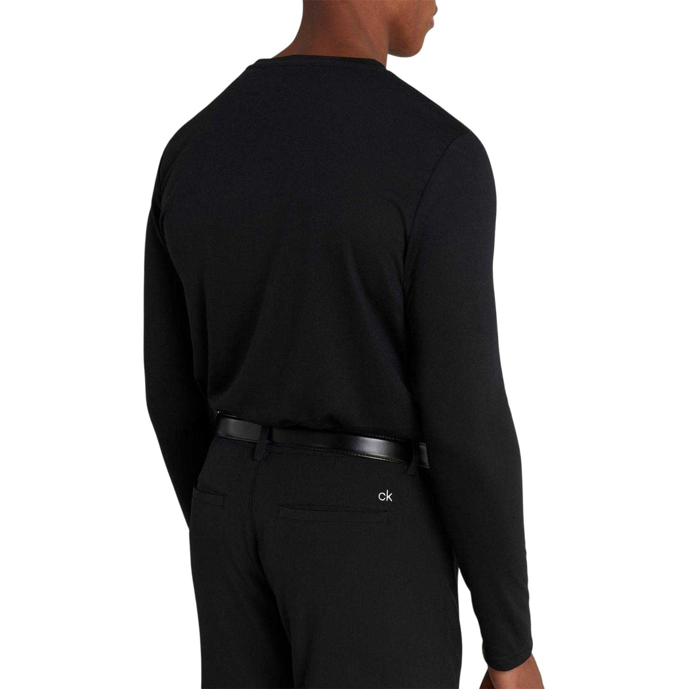 Black - Side - Calvin Klein Mens Embroidered Logo Slim Golf T-Shirt (Pack of 3)