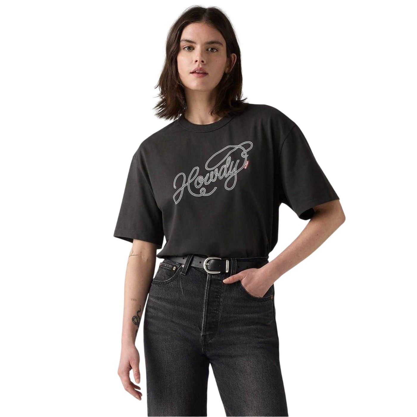 Black - Pack Shot - Levis Womens-Ladies Graphic Print Boyfriend T-Shirt