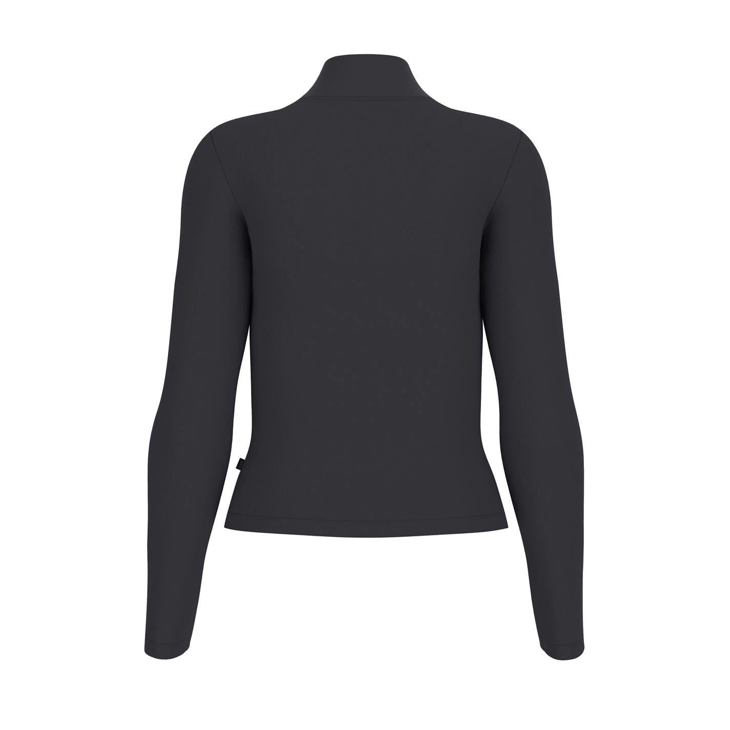 Jet Black - Back - Guess Womens-Ladies Text Logo Ribbed Slim Turtleneck