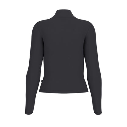 Jet Black - Back - Guess Womens-Ladies Text Logo Ribbed Slim Turtleneck