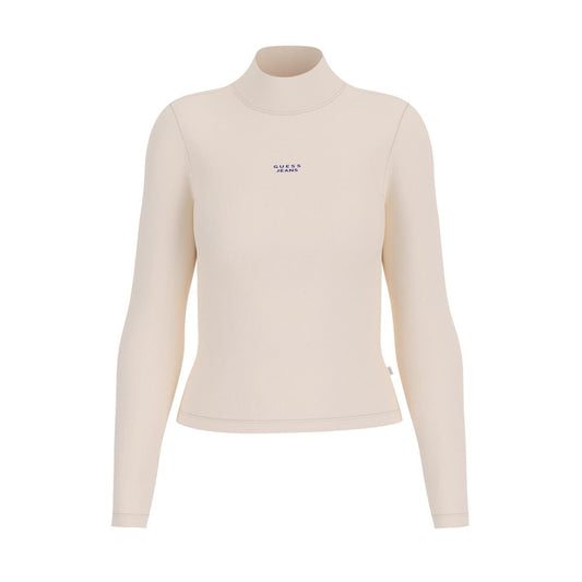 Shoreline - Front - Guess Womens-Ladies Text Logo Ribbed Slim Turtleneck