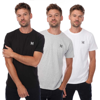 Black-Grey-White - Front - Henleys Mens Triphen T-Shirt (Pack of 3)