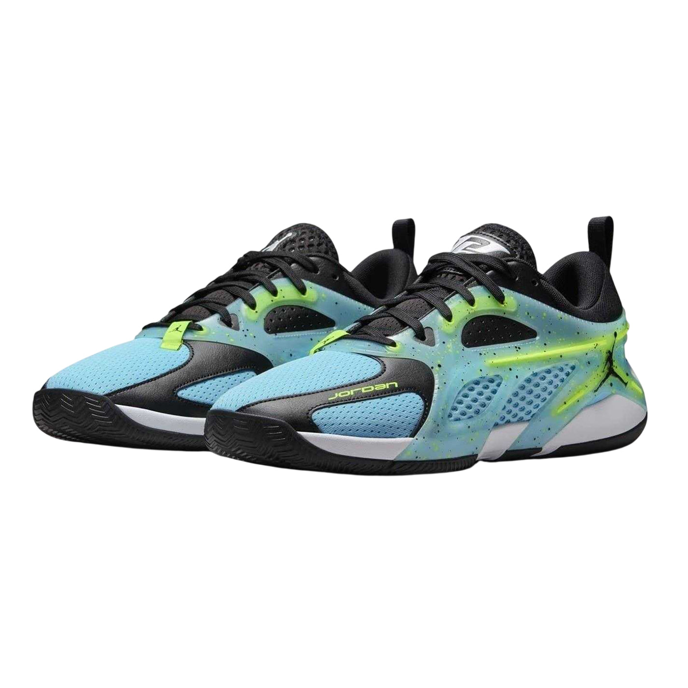 Blue-Black-Lime - Pack Shot - Nike Mens Jordan Speckle Basketball Shoes