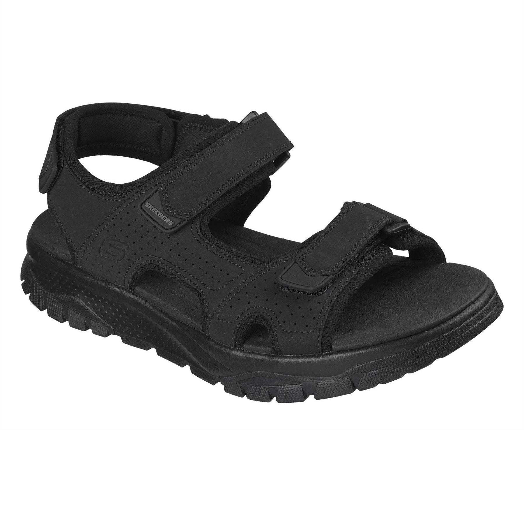 Black - Front - Skechers Mens Flat Sandals