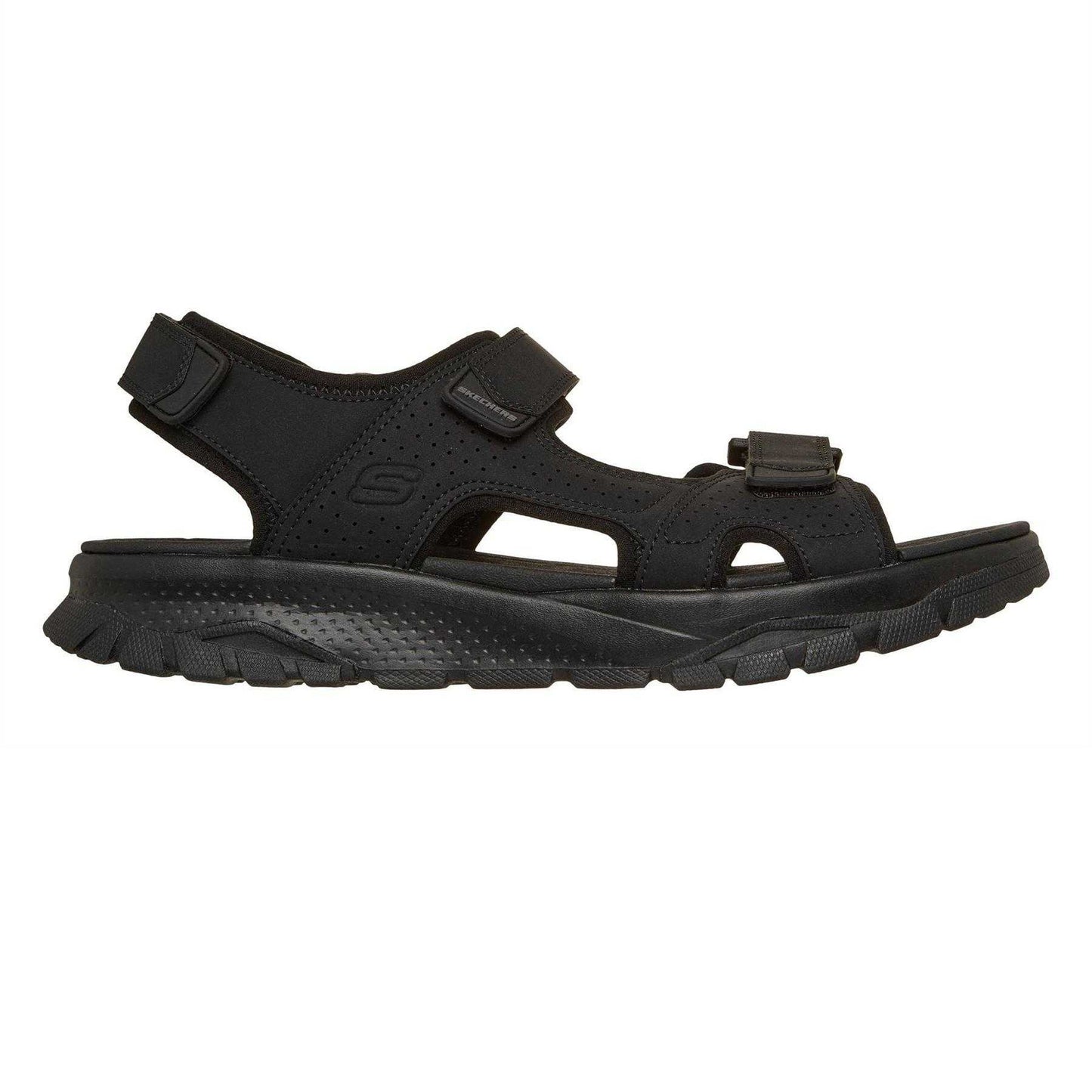 Black - Side - Skechers Mens Flat Sandals