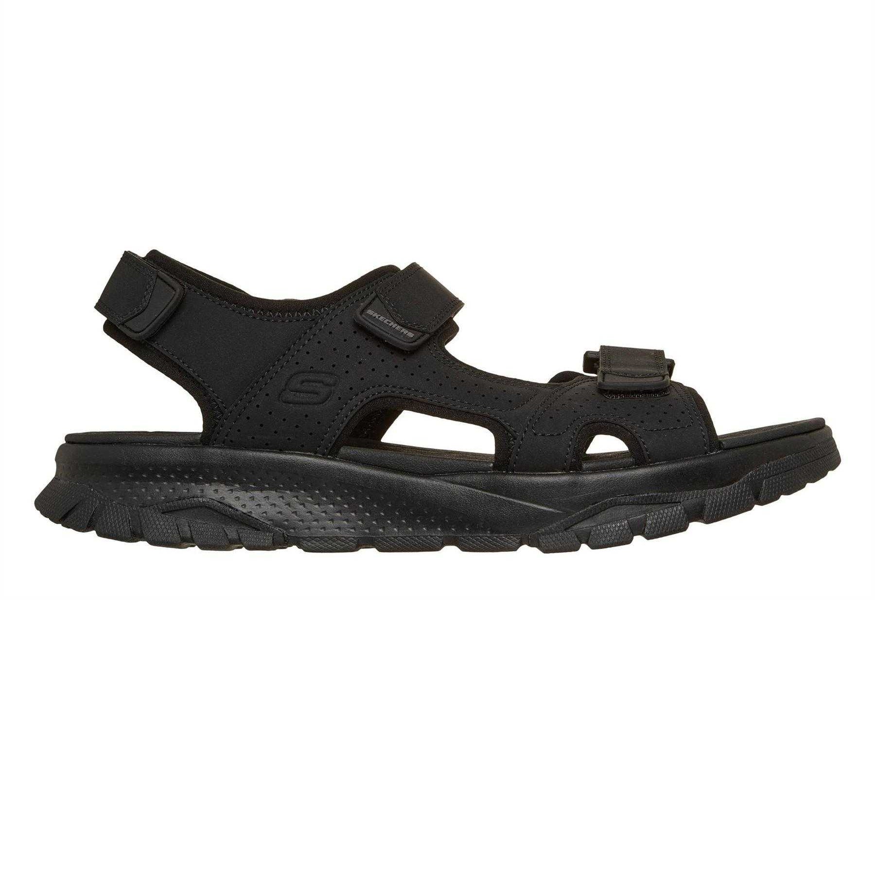 Black - Side - Skechers Mens Flat Sandals
