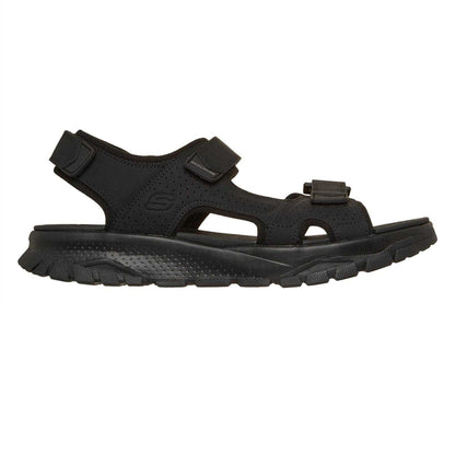 Black - Side - Skechers Mens Flat Sandals