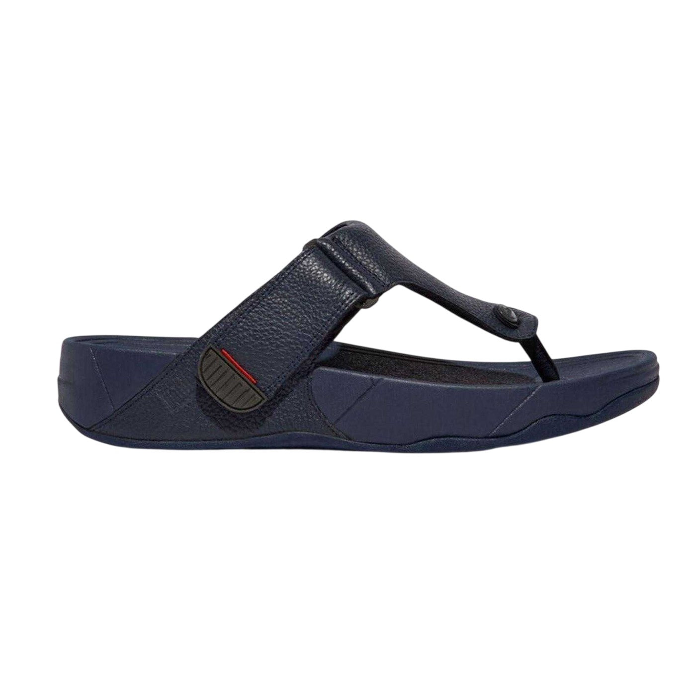 Navy - Side - FitFlop Mens Leather Toe Post Flat Sandals
