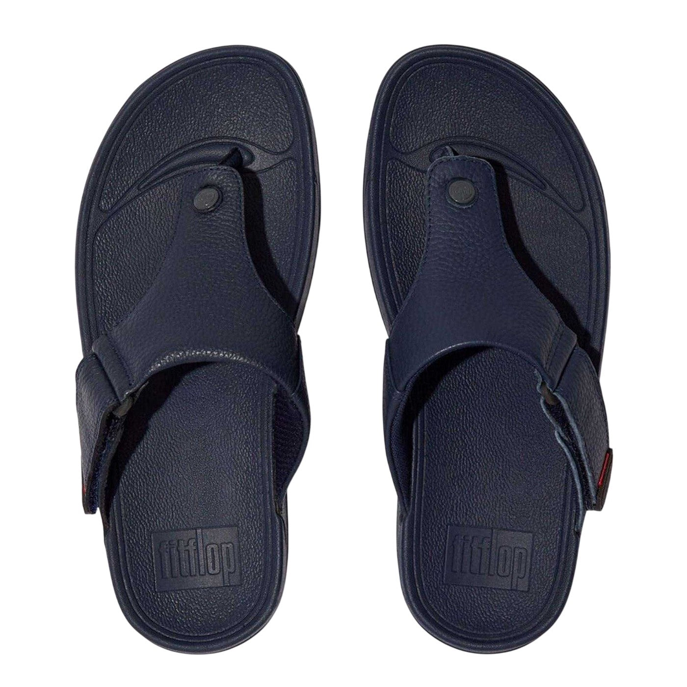 Navy - Pack Shot - FitFlop Mens Leather Toe Post Flat Sandals