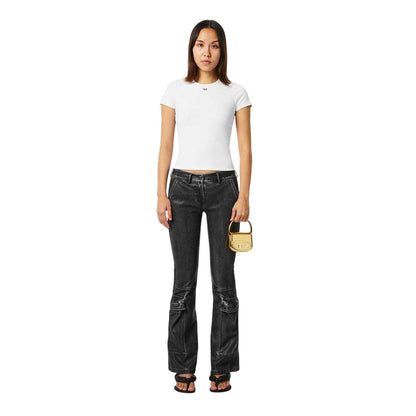 White - Pack Shot - Diesel Womens-Ladies Ele Logo Cropped Slim T-Shirt