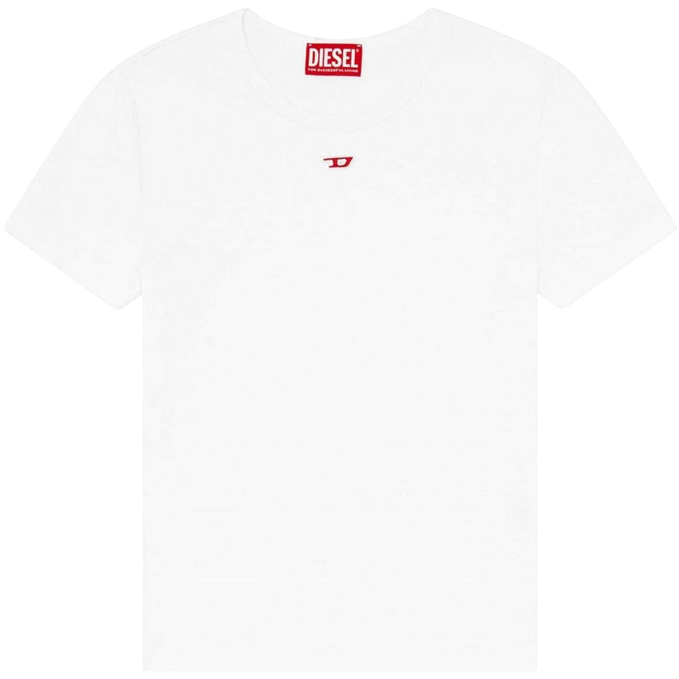 White - Front - Diesel Womens-Ladies Ele Logo Cropped Slim T-Shirt