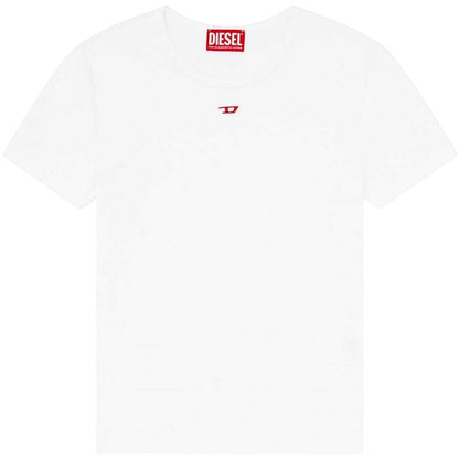 White - Front - Diesel Womens-Ladies Ele Logo Cropped Slim T-Shirt