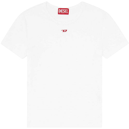 White - Front - Diesel Womens-Ladies Ele Logo Cropped Slim T-Shirt