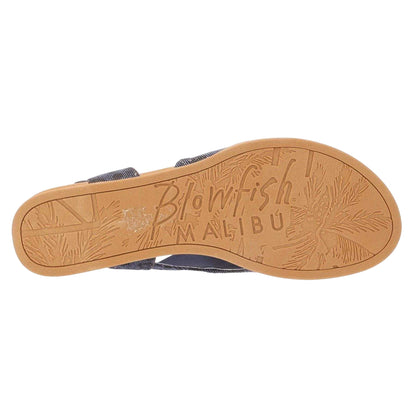 Denim - Side - Blowfish Malibu Womens-Ladies Ardice Leopard Print Denim Micro Wedge Sandals