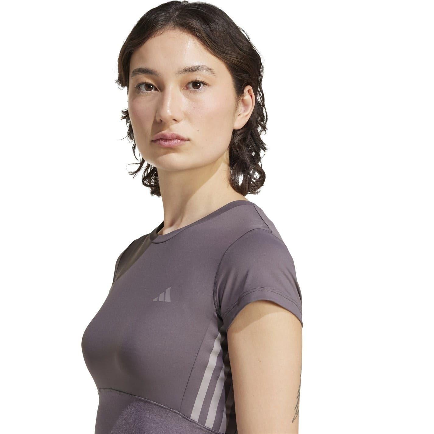 Clay Strata - Side - Adidas Womens-Ladies Hyperglam Stripe Detail Fitted Crop Top