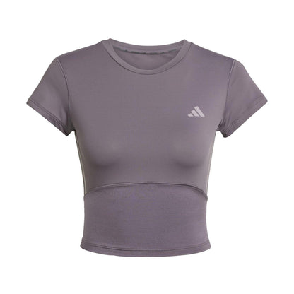 Clay Strata - Front - Adidas Womens-Ladies Hyperglam Stripe Detail Fitted Crop Top