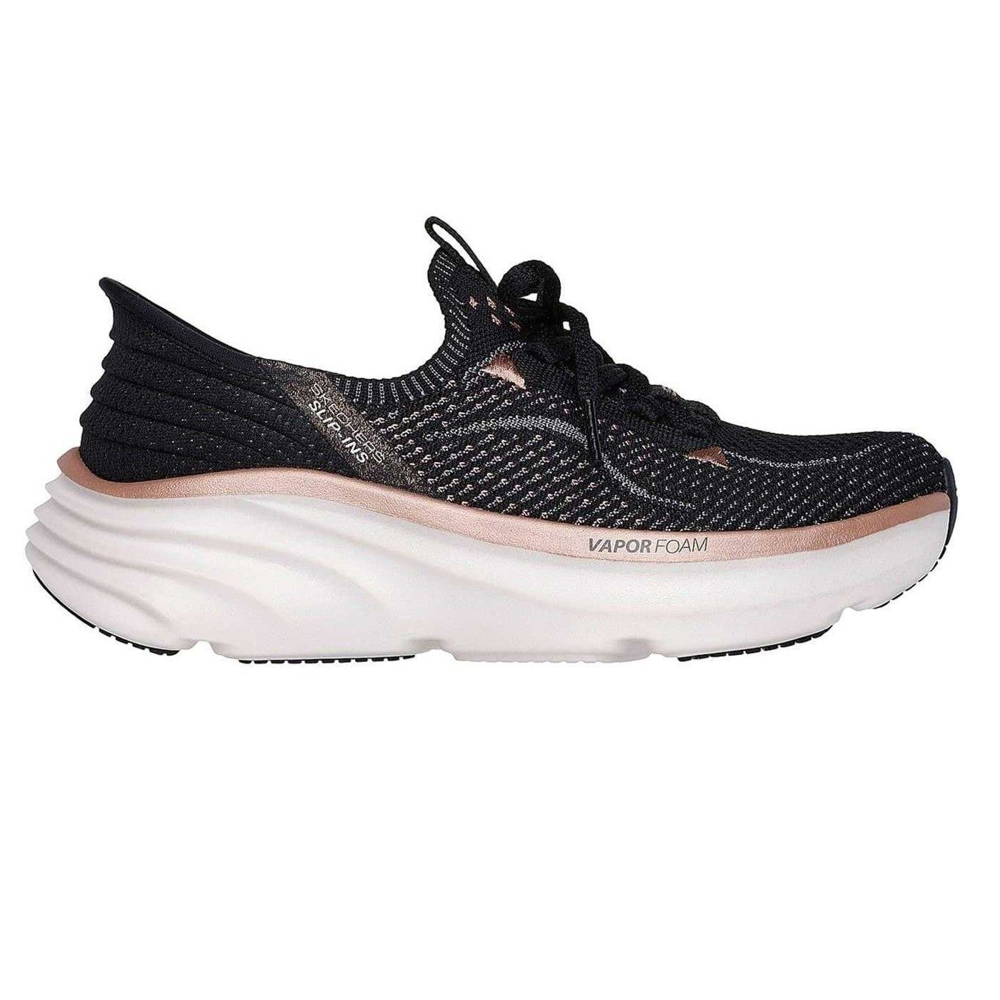 Black-Rose Gold - Side - Skechers Womens-Ladies D´Lux Vapor Foam Trainers